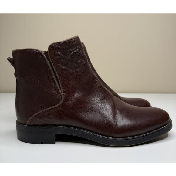 Franco Sarto Marcus Ankle Bootie Womens 9M Brown Leather Side Zip Back Tab - Picture 1 of 9